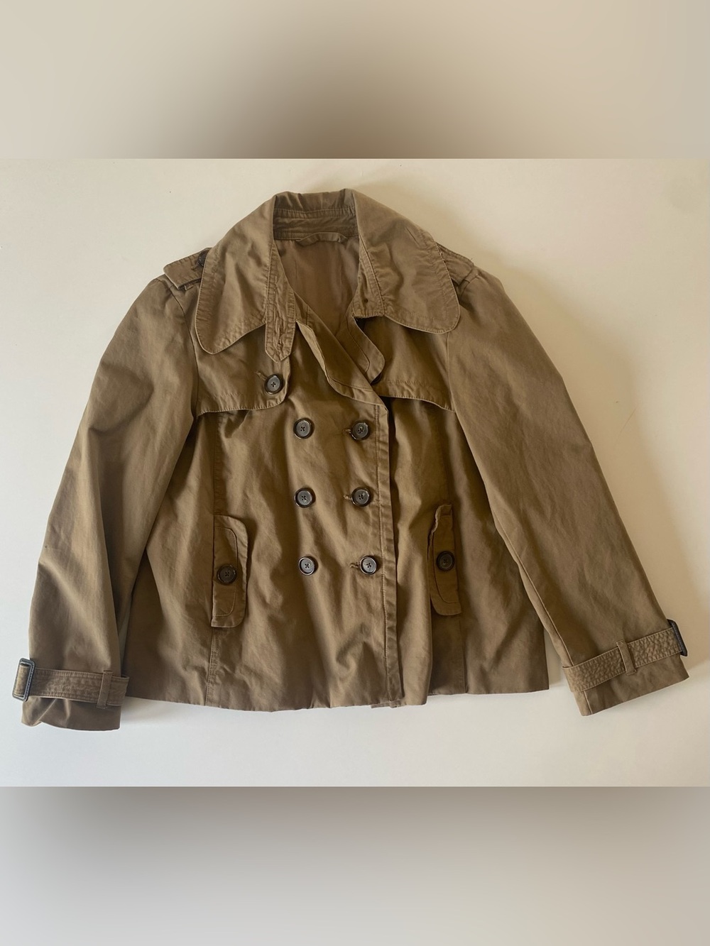 Classic Women's cropped Trench Jacket in Brown